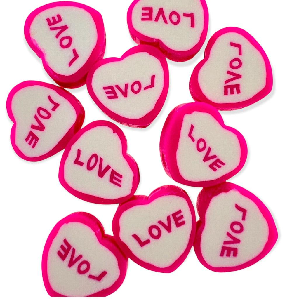 Fimo kralen hart love roze ±10mm - 10 stuks-Kralen-Kraaltjes van Renate