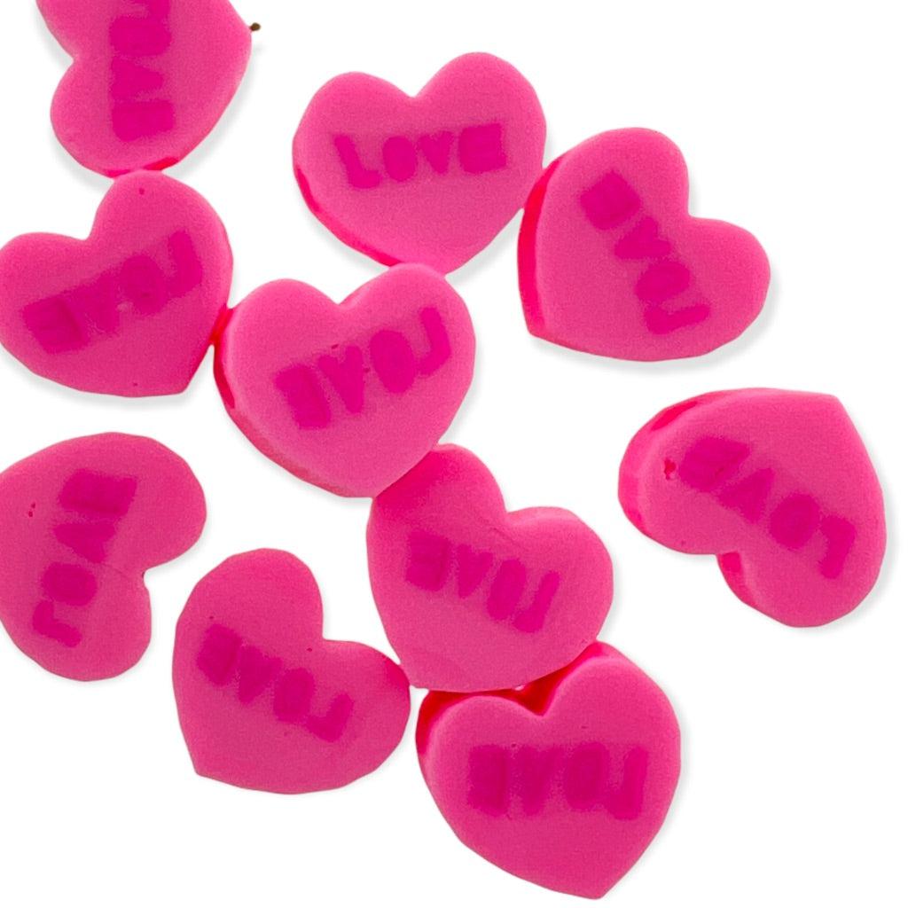 Fimo kralen hart love roze ±10mm - 10 stuks-Kralen-Kraaltjes van Renate