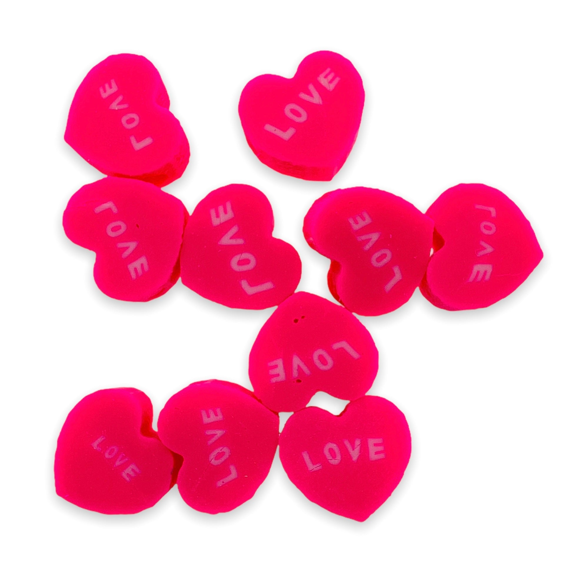 Fimo kralen hart love roze-wit ±8mm - 10 stuks-Kralen-Kraaltjes van Renate