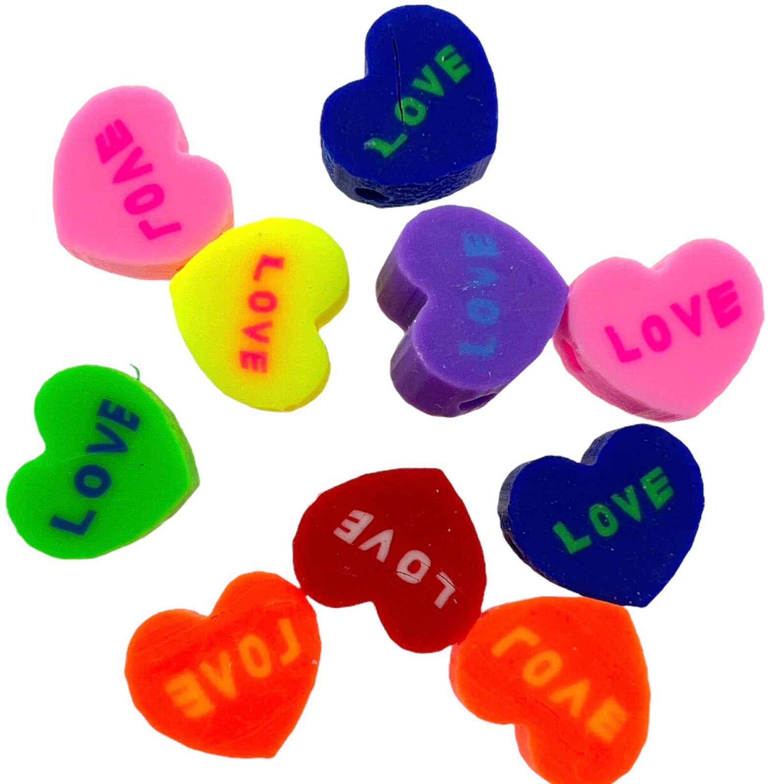 Fimo kralen hartjes mix 10mm - 10 stuks-Kralen-Kraaltjes van Renate