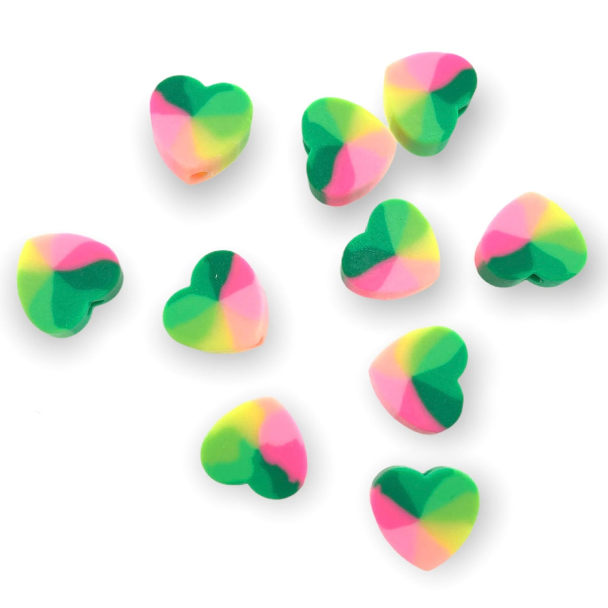 Fimo kralen hartjes multicolor 10mm - 10 stuks-Kralen-Kraaltjes van Renate