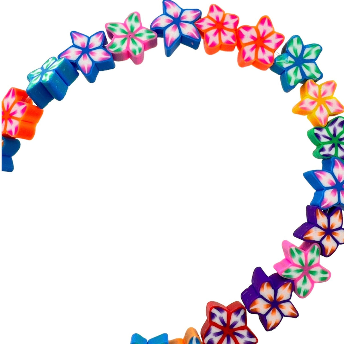 Fimo kralen hele streng bloemen multicolor 10mm - ±40 stuks-Kralen-Kraaltjes van Renate