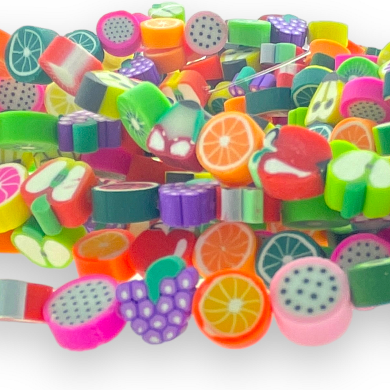 Fimo kralen hele streng fruit mix 10mm - ±40 stuks-Kralen-Kraaltjes van Renate