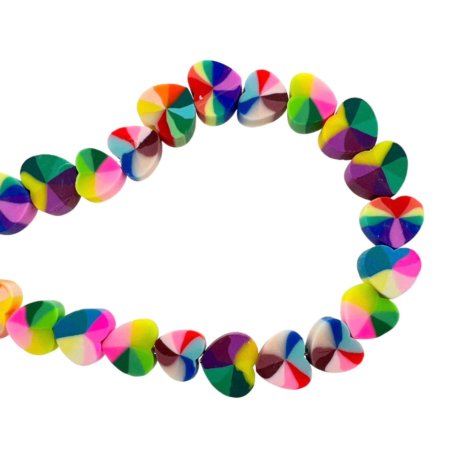Fimo kralen hele streng hartjes multicolor 10mm - ±40 stuks-Kralen-Kraaltjes van Renate