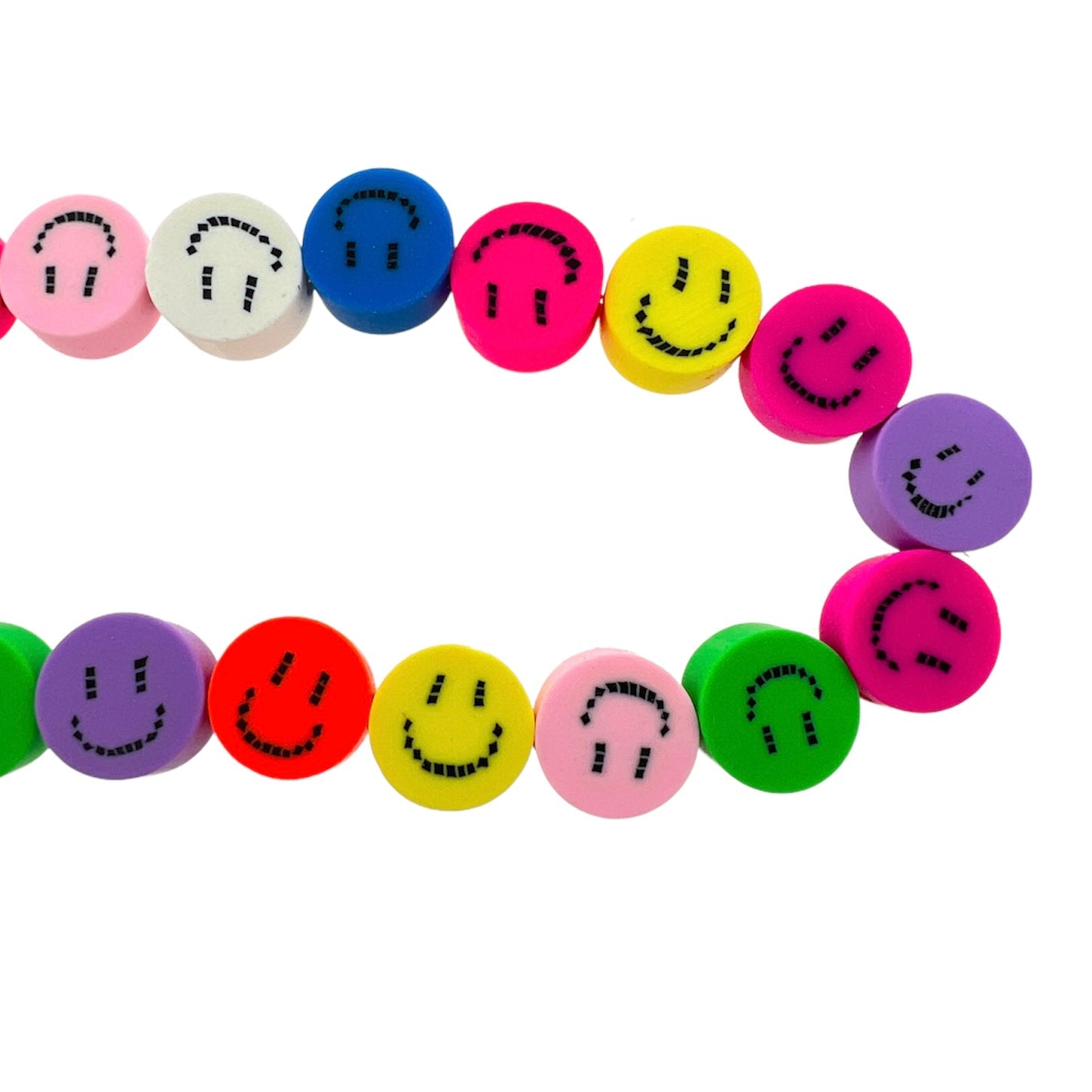 Fimo kralen hele streng smiley multicolor 10mm - ±40 stuks-Kralen-Kraaltjes van Renate
