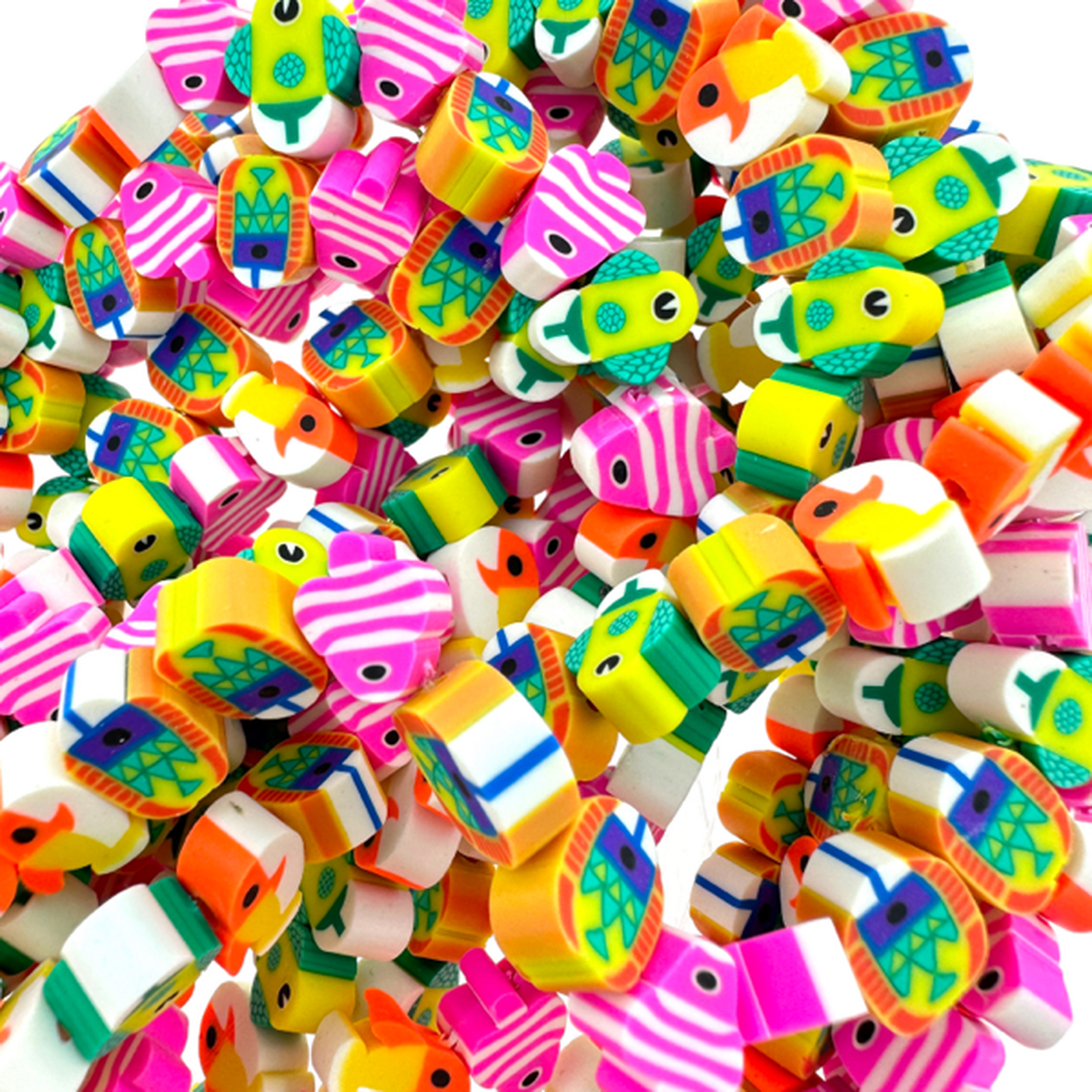 Fimo kralen hele streng visjes multicolor 10mm - ±40 stuks-Kralen-Kraaltjes van Renate