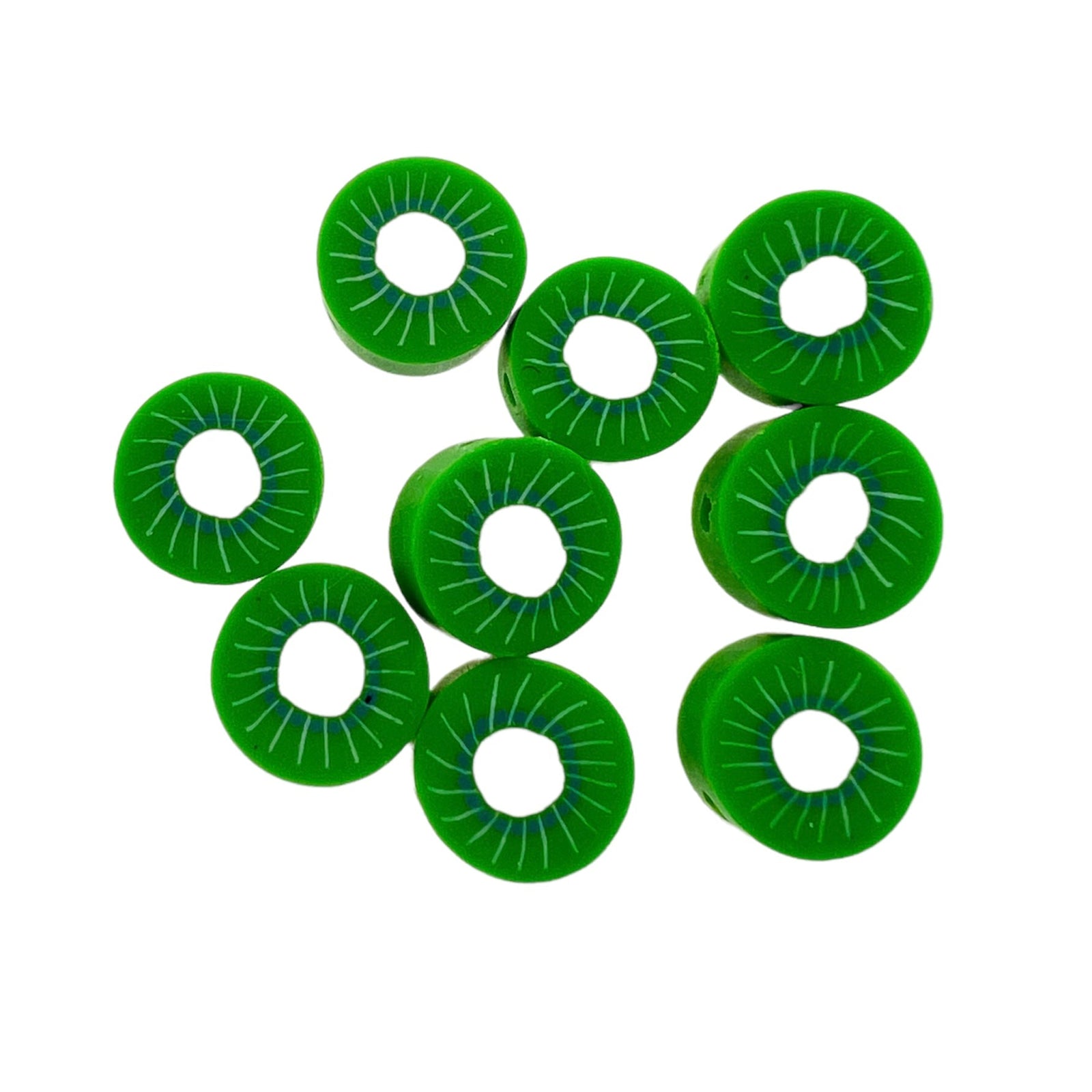 Fimo kralen kiwi ±10x4mm - 10 stuks-Kralen-Kraaltjes van Renate