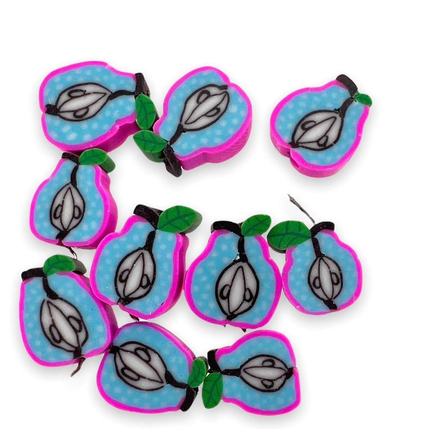 Fimo kralen peer roze blauw 10mm - 10 stuks-Kralen-Kraaltjes van Renate