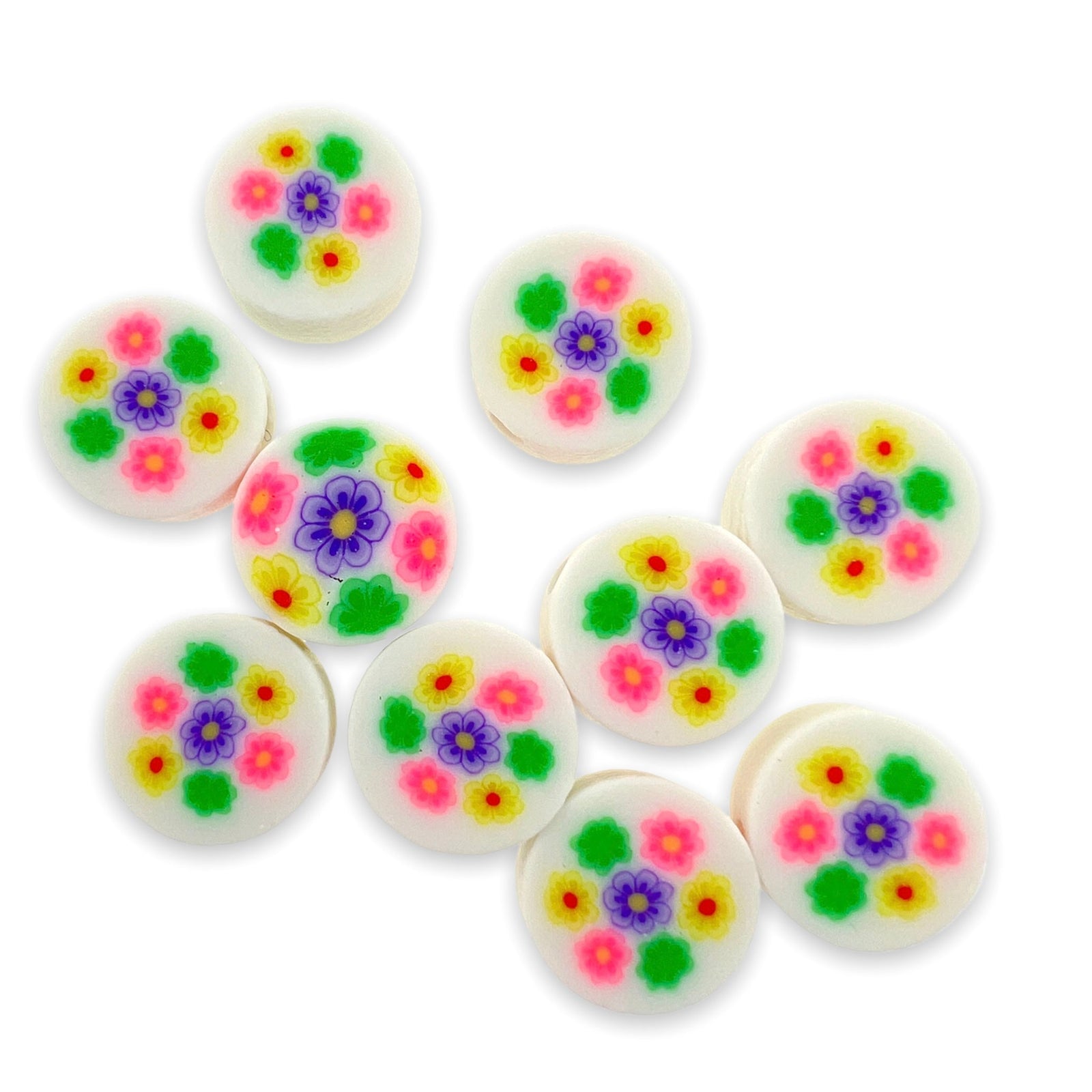 Fimo kralen print bloemetjes 10mm - 10 stuks-Kralen-Kraaltjes van Renate