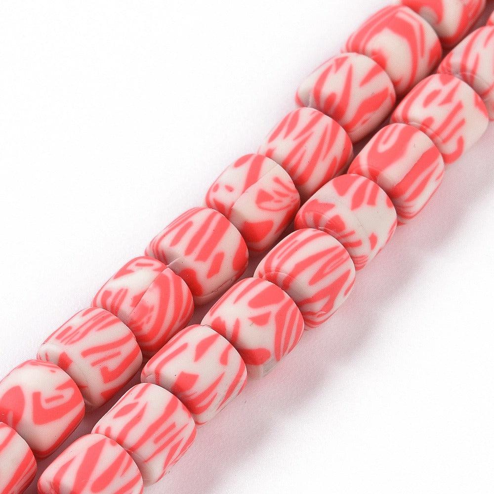 Fimo kralen print roze/rood 6mm - 20 stuks-Kralen-Kraaltjes van Renate