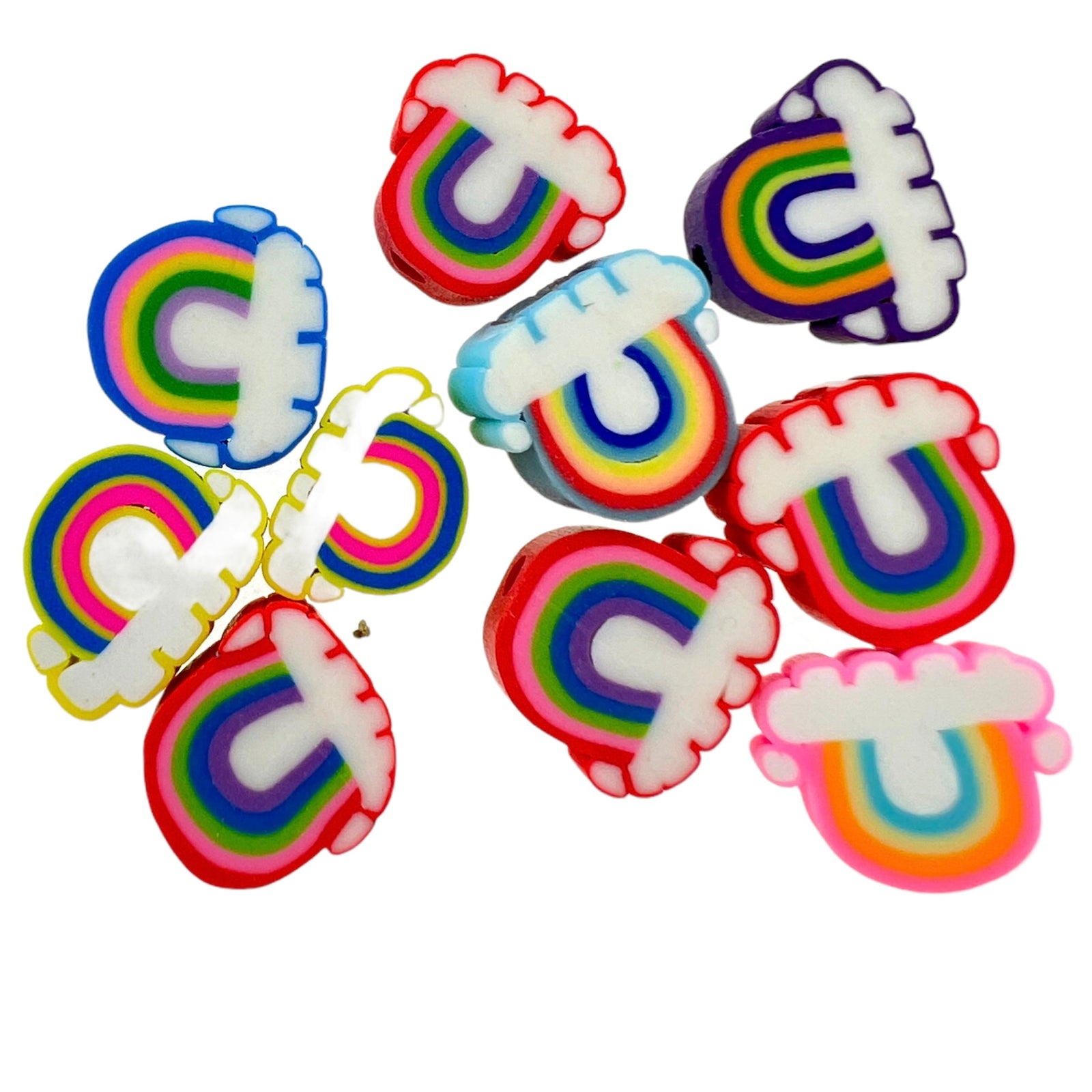 Fimo kralen regenboog mix ±10x4mm - 10 stuks-Kralen-Kraaltjes van Renate