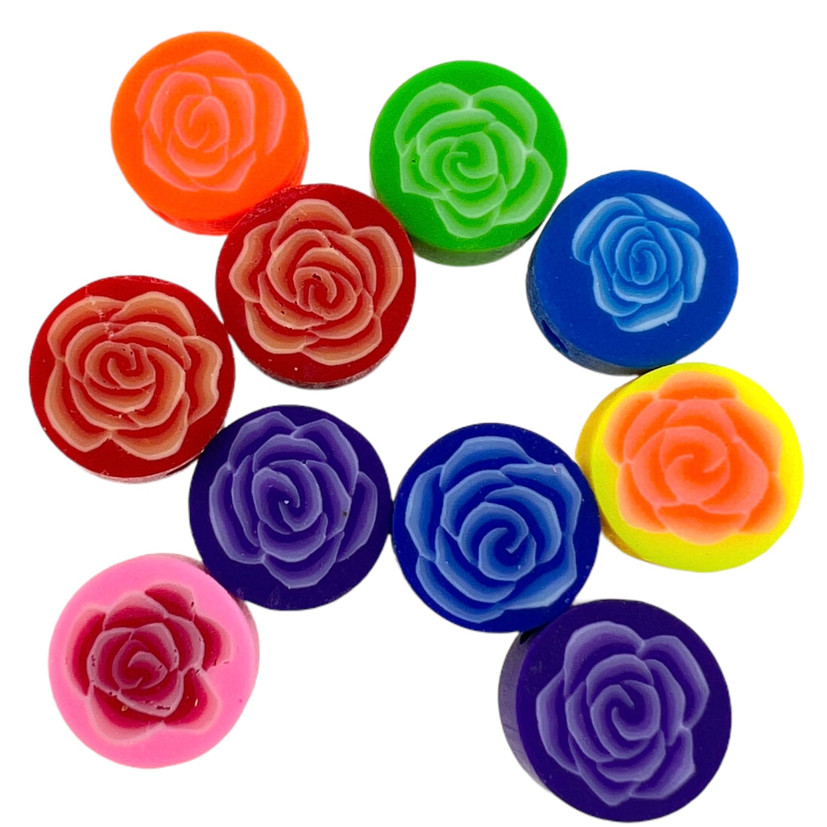 Fimo kralen roos multicolor mix 10mm - 10 stuks-Kralen-Kraaltjes van Renate