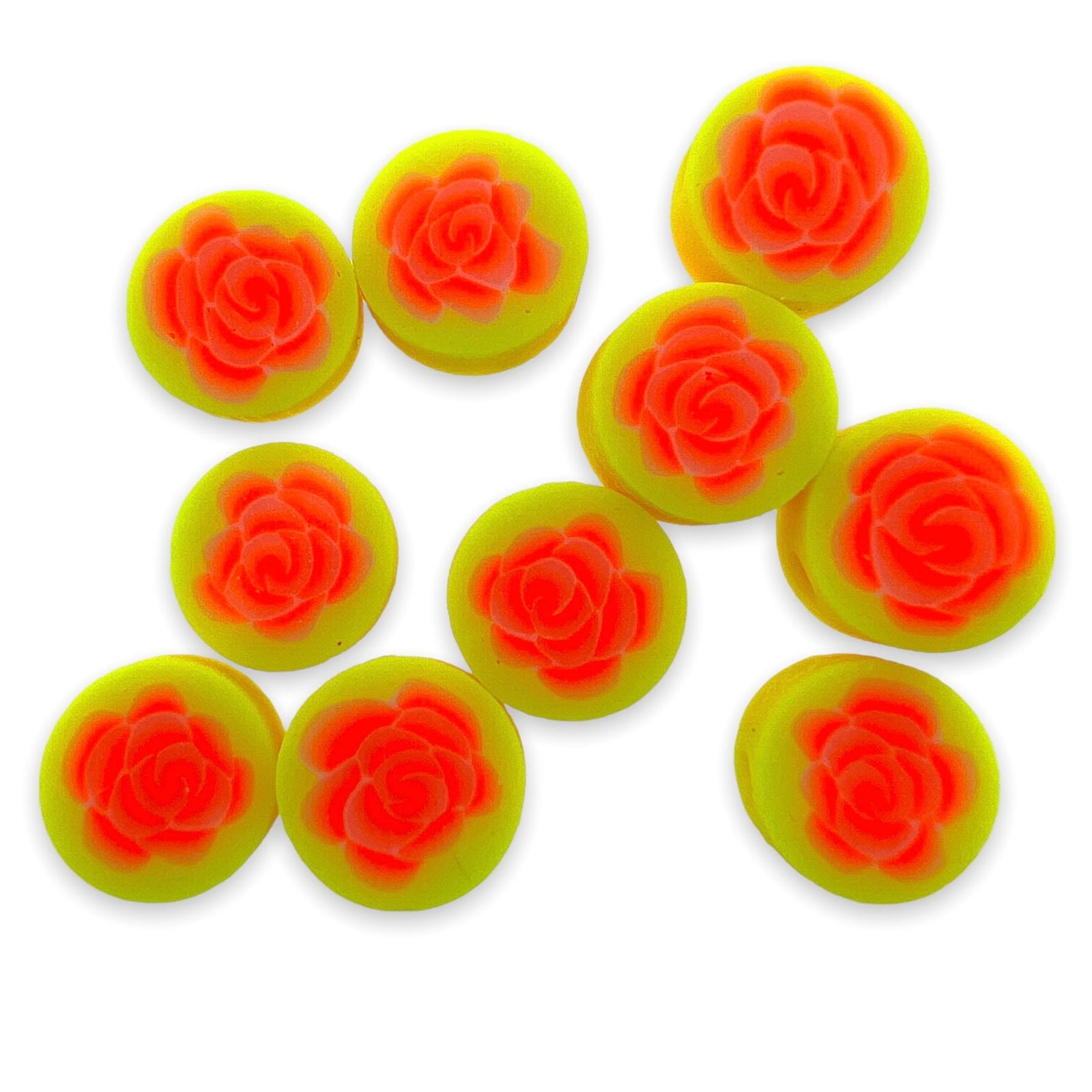 Fimo kralen roos oranje-geel 10mm - 10 stuks-Kralen-Kraaltjes van Renate
