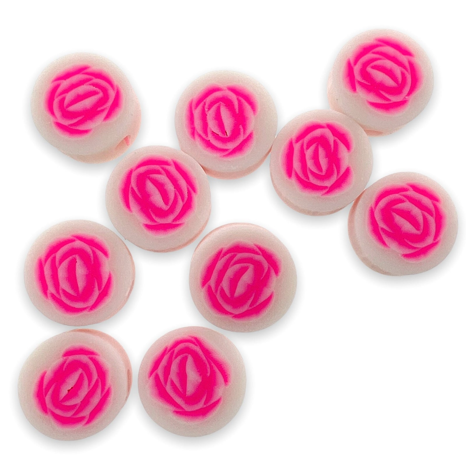 Fimo kralen roos roze 10mm - 10 stuks-Kralen-Kraaltjes van Renate