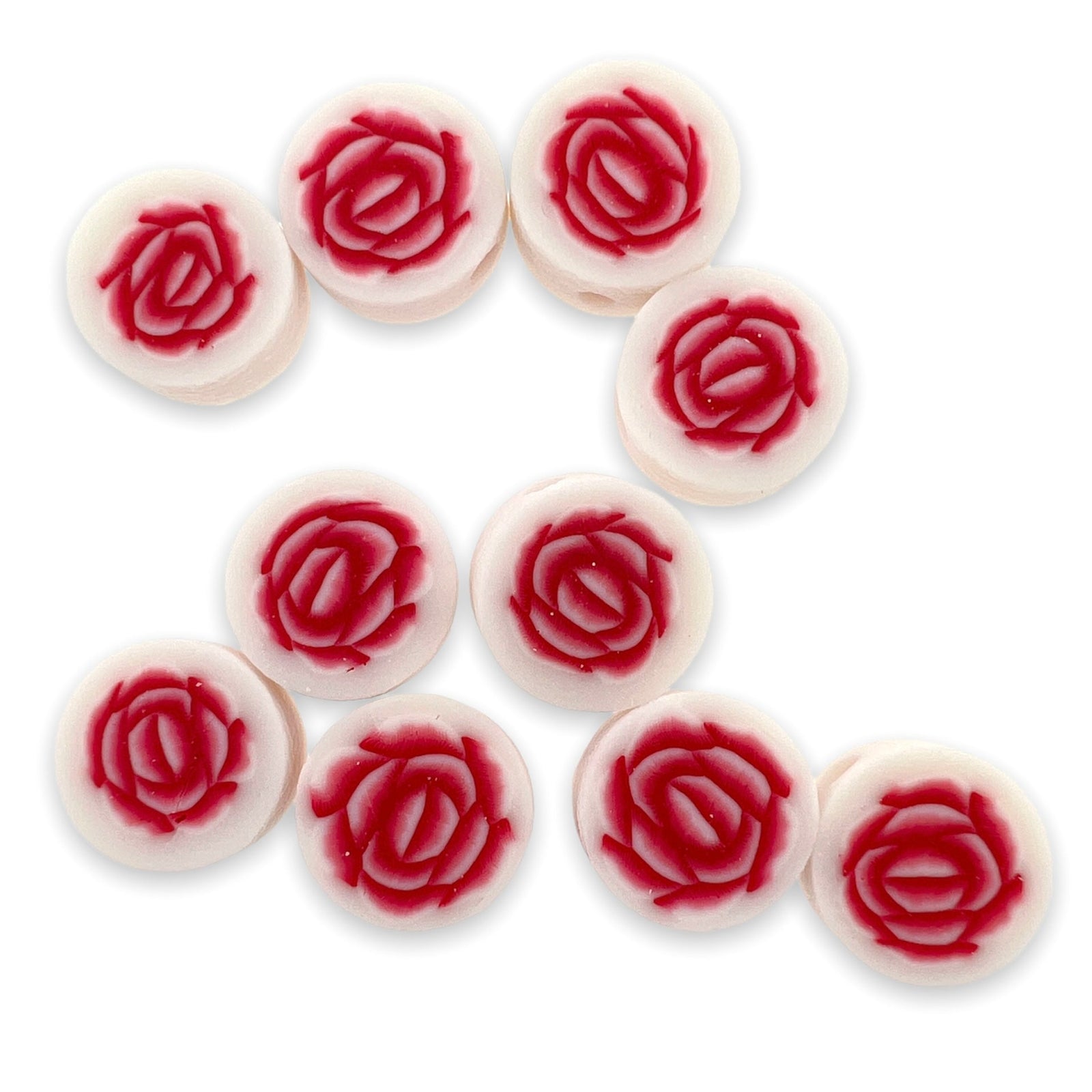 Fimo kralen roosjes donker roze 10mm - 10 stuks-Kralen-Kraaltjes van Renate