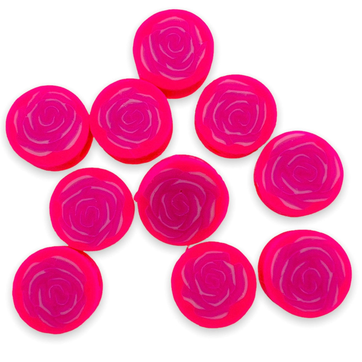Fimo kralen roosjes neon roze 10mm - 10 stuks-Kralen-Kraaltjes van Renate