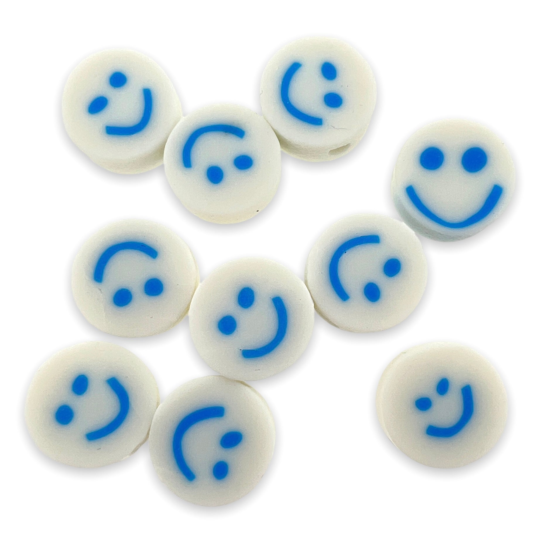 Fimo kralen smiley blauw 10mm - 10 stuks-Kralen-Kraaltjes van Renate