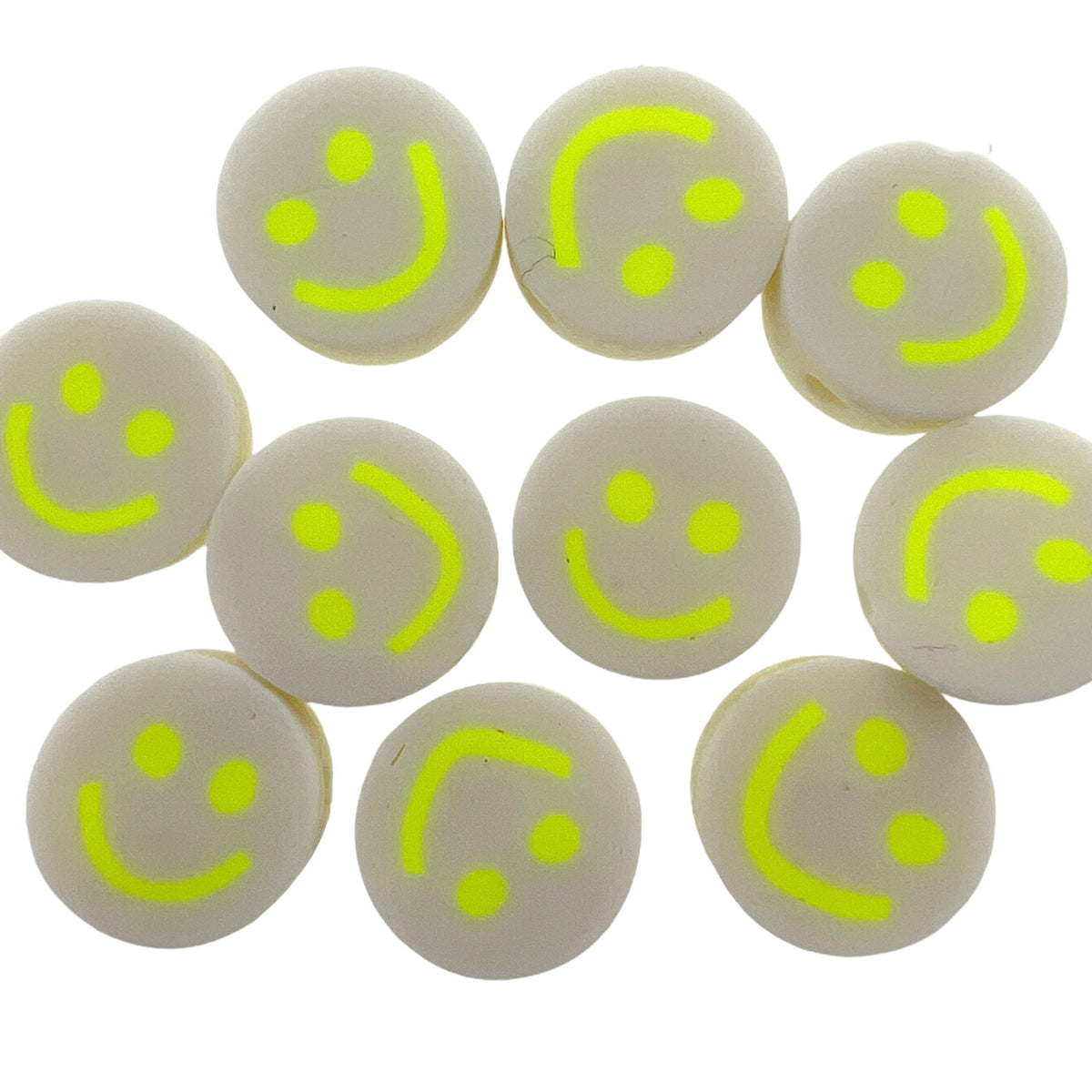 Fimo kralen smiley geel 10mm - 10 stuks-Kralen-Kraaltjes van Renate