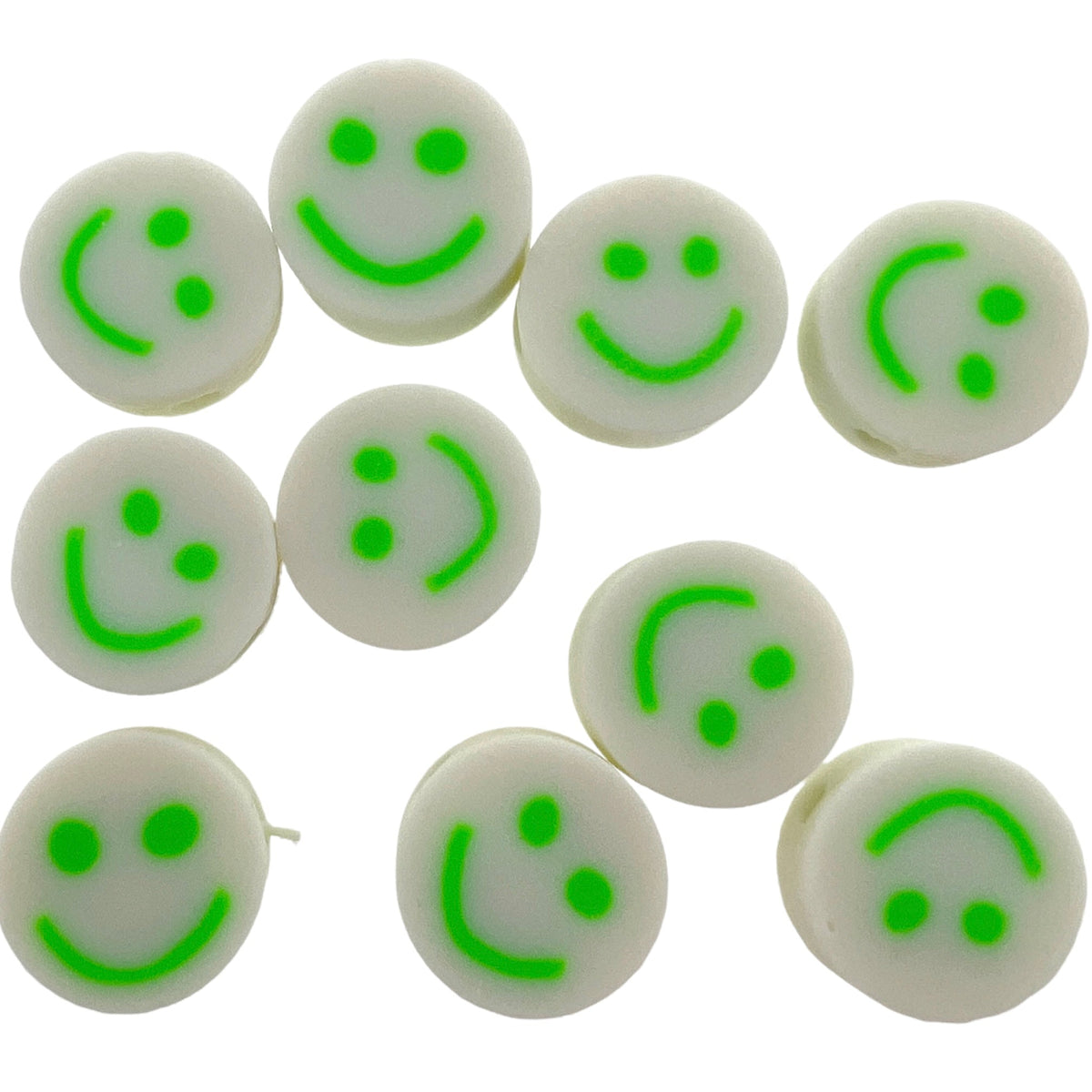 Fimo kralen smiley groen 10mm - 10 stuks-Kralen-Kraaltjes van Renate