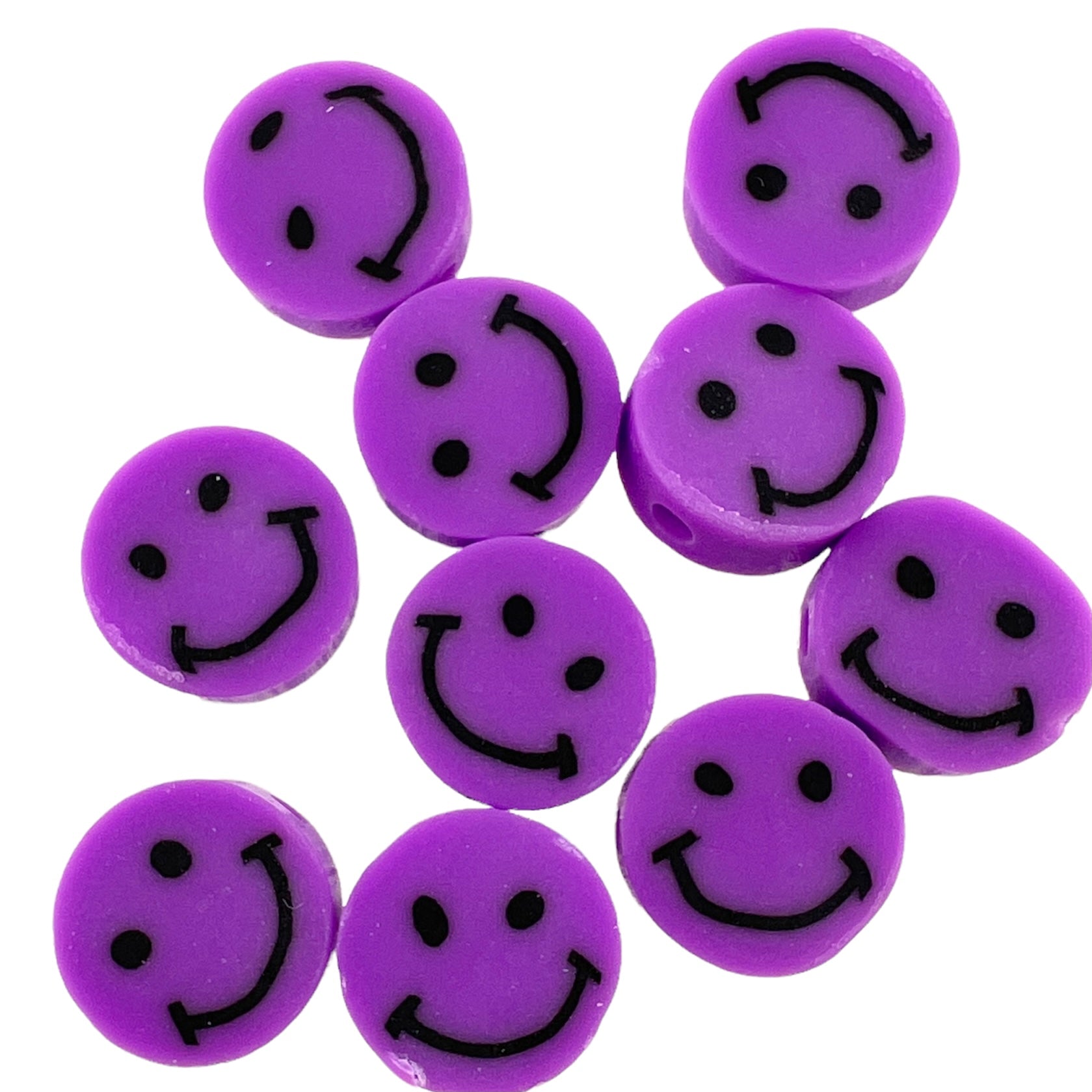 Fimo kralen smiley paars 10mm - 10 stuks-Kralen-Kraaltjes van Renate