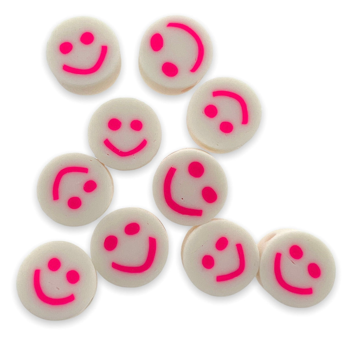 Fimo kralen smiley roze 10mm - 10 stuks-Kralen-Kraaltjes van Renate