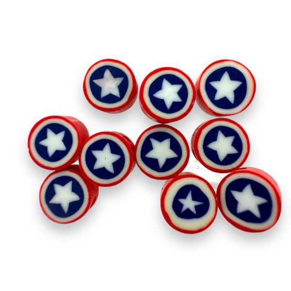 Fimo kralen star rood/blauw 10mm - 10 stuks-Kralen-Kraaltjes van Renate