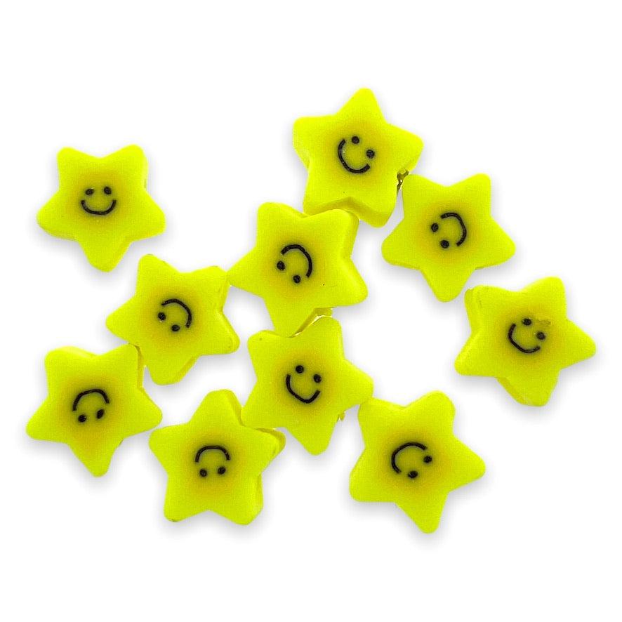 Fimo kralen ster geel ±10x4mm - 10 stuks-Kralen-Kraaltjes van Renate