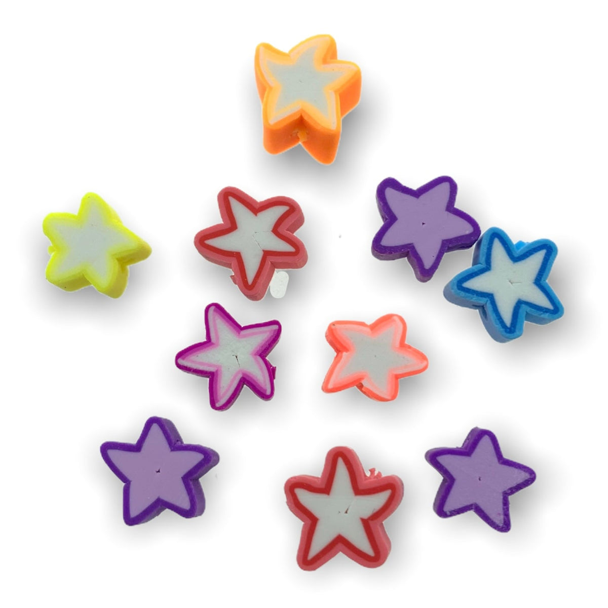 Fimo kralen sterren multicolor 10mm - 10 stuks-Kralen-Kraaltjes van Renate