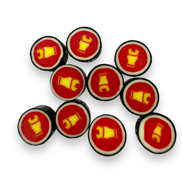 Fimo kralen superheld rood/geel 10mm - 10 stuks-Kralen-Kraaltjes van Renate