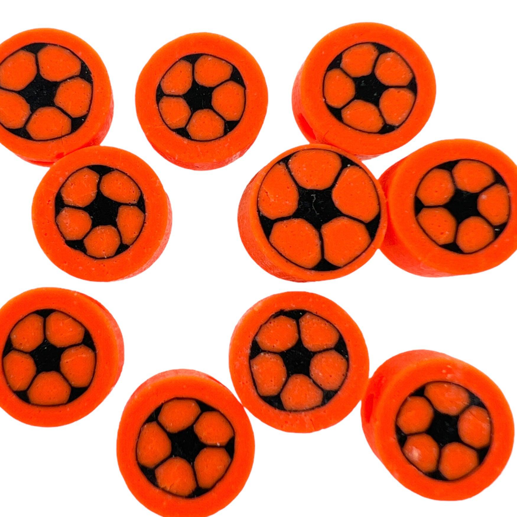 Fimo kralen voetbal oranje 10mm - 10 stuks-Kralen-Kraaltjes van Renate