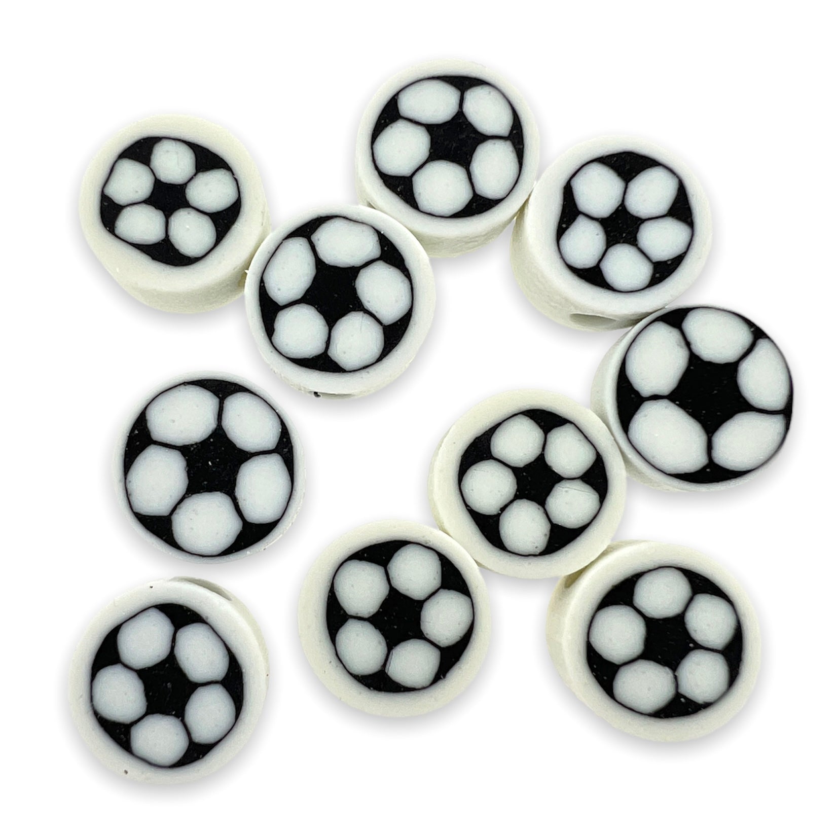 Fimo kralen voetbal wit 10mm - 10 stuks-Kralen-Kraaltjes van Renate