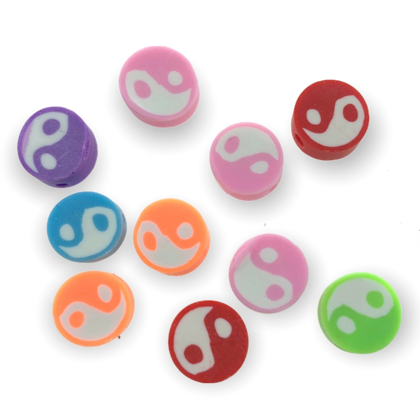 Fimo kralen yinyang multicolor 10mm - 10 stuks-Kralen-Kraaltjes van Renate
