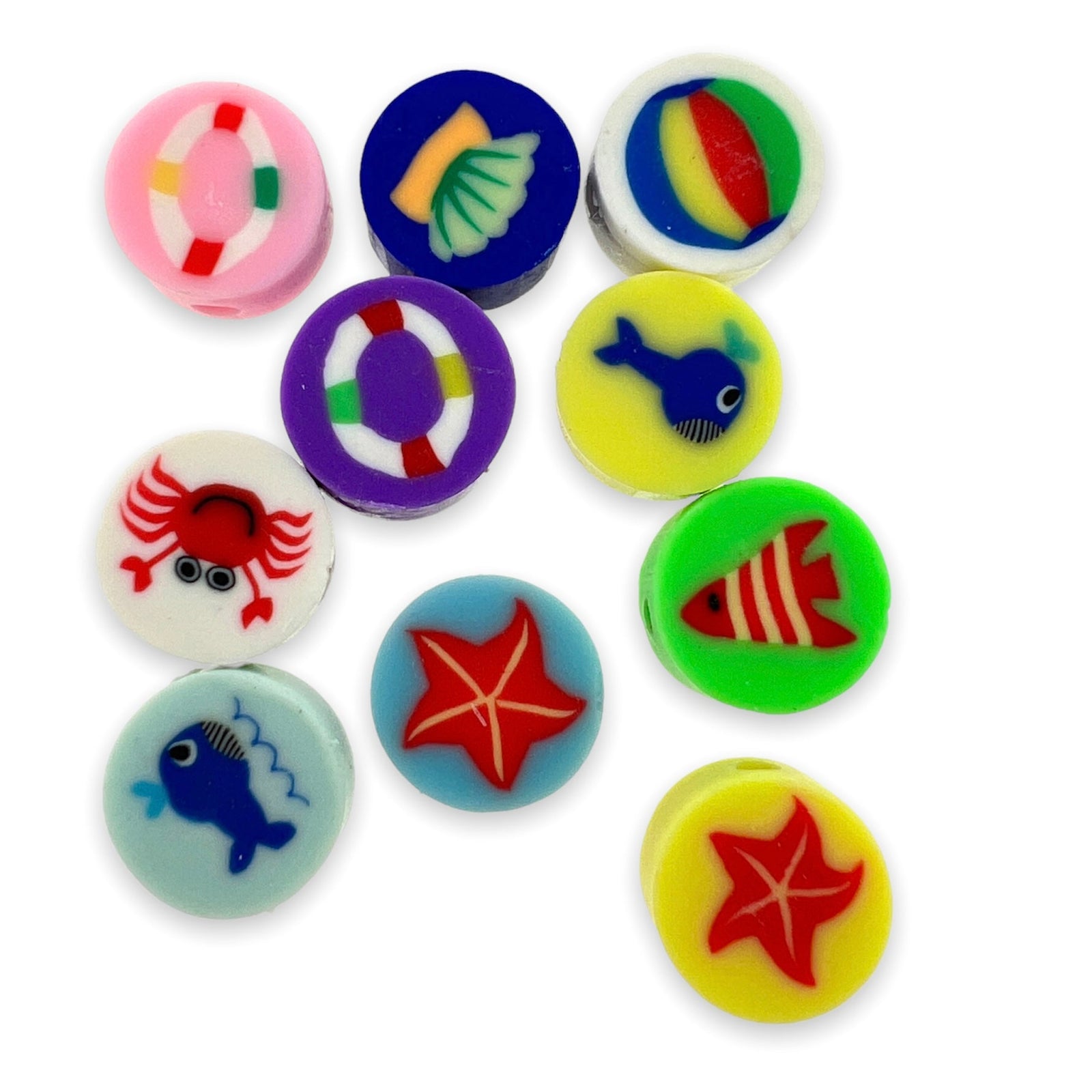 Fimo kralen zee mix multicolor ±10mm - 10 stuks-Kralen-Kraaltjes van Renate