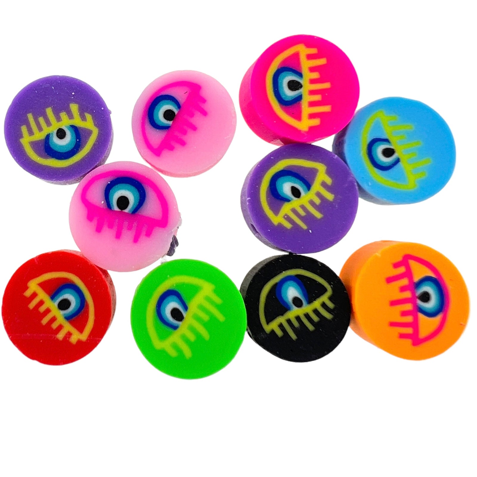 Fimo ogen mix 10mm - 10 stuks-Kralen-Kraaltjes van Renate