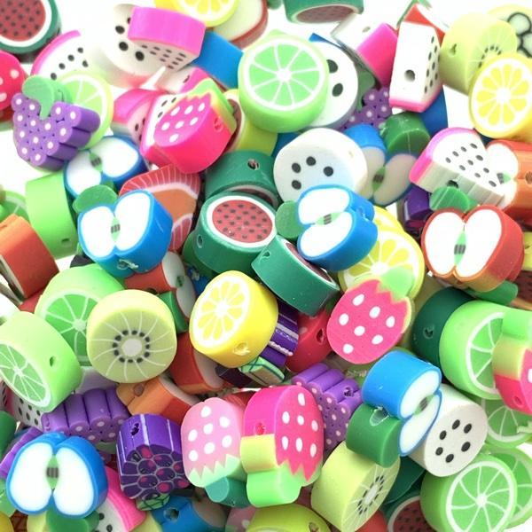 Fimo kralen fruit mix 2 ±12x10mm - 15 stuks-Kraaltjes van Renate