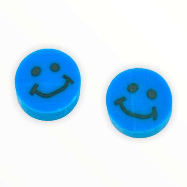 Fimo smiley kralen Aqua 10mm - 2 stuks-Kraaltjes van Renate