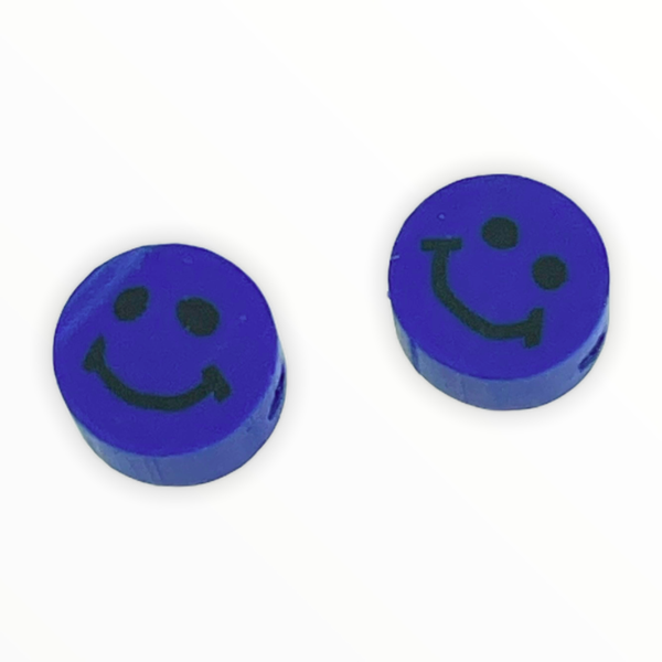Fimo smiley kralen Dark blue 10mm - 2 stuks-Kraaltjes van Renate