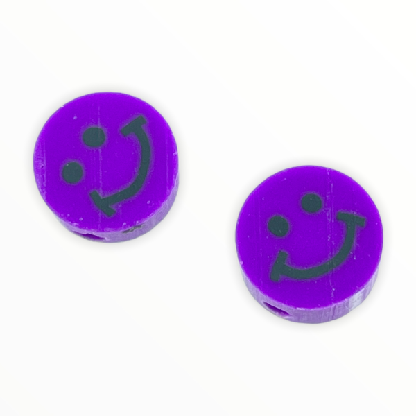 Fimo smiley kralen Dark purple 10mm - 2 stuks-Kraaltjes van Renate