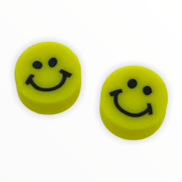Fimo smiley kralen Geel 10mm - 2 stuks-Kraaltjes van Renate