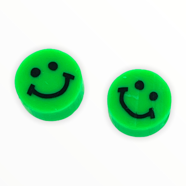 Fimo smiley kralen Green 10mm - 2 stuks-Kraaltjes van Renate