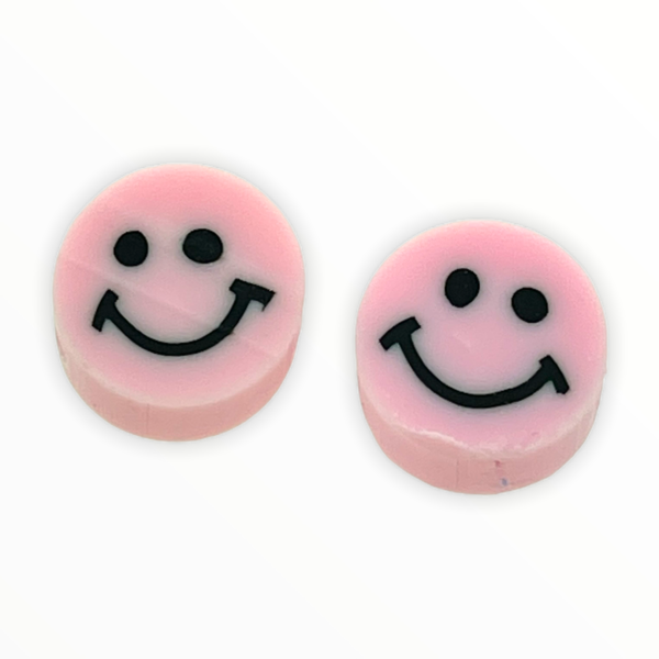 Fimo smiley kralen Licht roze 10mm - 2 stuks-Kraaltjes van Renate