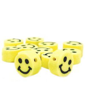 Fimo smiley kralen Lichtgeel 10mm - 10 stuks-Kralen-Kraaltjes van Renate
