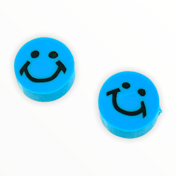 Fimo smiley kralen Light aqua 10mm - 2 stuks-Kraaltjes van Renate