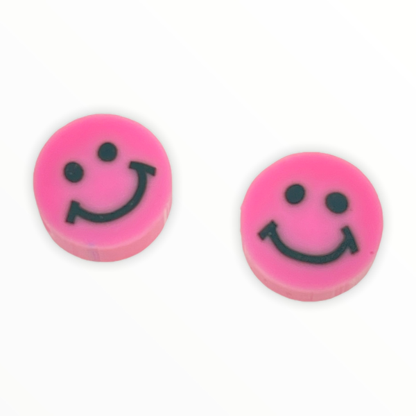 Fimo smiley kralen Light pink 10mm - 2 stuks-Kraaltjes van Renate