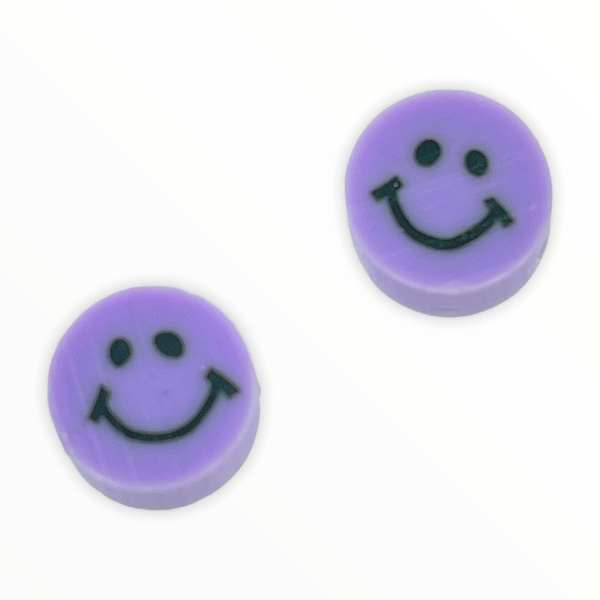 Fimo smiley kralen Lila 10mm - 2 stuks-Kraaltjes van Renate