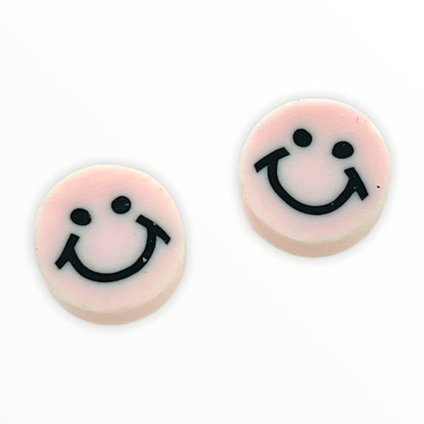 Fimo smiley kralen Pale pink 10mm - 2 stuks-Kraaltjes van Renate