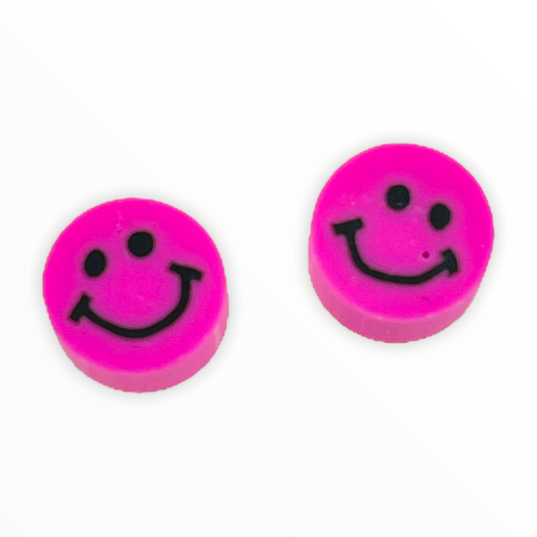 Fimo smiley kralen Pink 10mm - 2 stuks-Kraaltjes van Renate