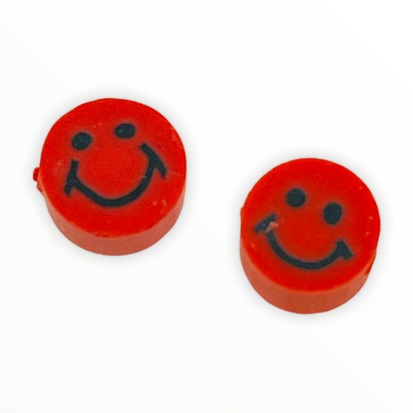 Fimo smiley kralen Red 10mm - 2 stuks-Kraaltjes van Renate