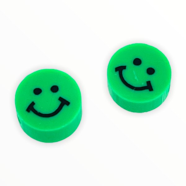 Fimo smiley kralen Soft green 10mm - 2 stuks-Kraaltjes van Renate