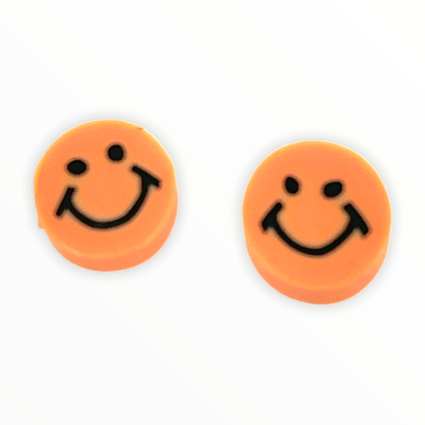 Fimo smiley kralen Soft orange 10mm - 2 stuks-Kraaltjes van Renate